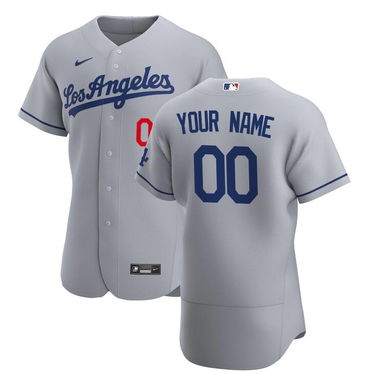Men Los Angeles Dodgers Nike Gray 2020 Road Authentic Custom MLB Jersey